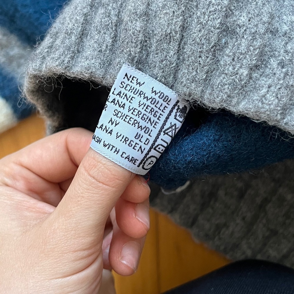 Diesel Knitwear V Neck Sweater Blue Grey Stripe Boys Size L. Felted. Shrunk - Picture 6 of 11